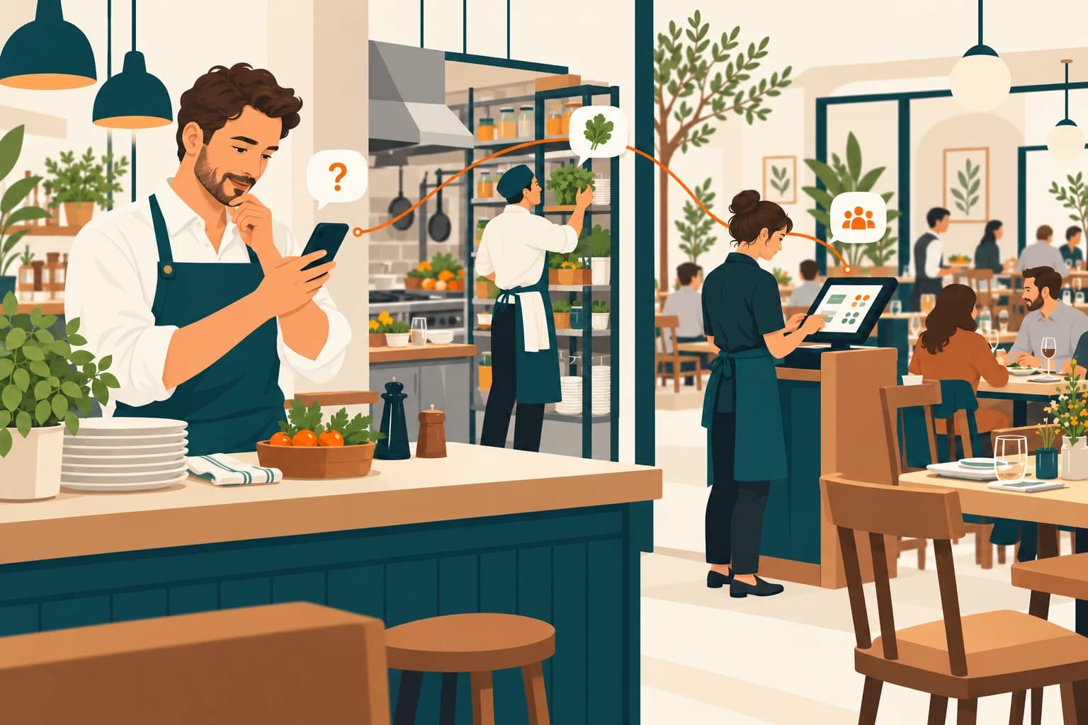 Restaurant phone question connecting the kitchen and floor team