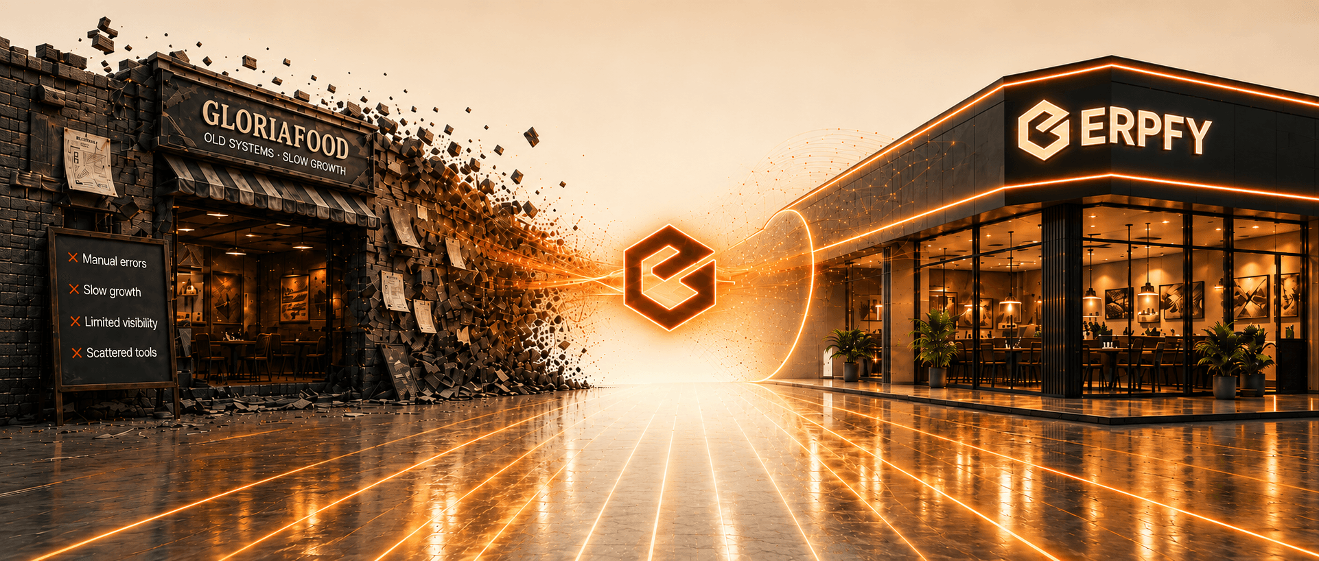 A GloriaFood restaurant transforming into a connected ERPFY restaurant