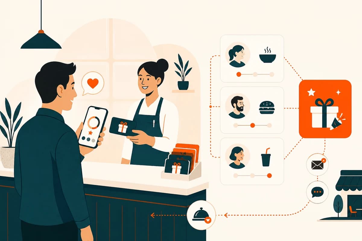 Returning guest receiving a personalised reward connected to restaurant campaigns